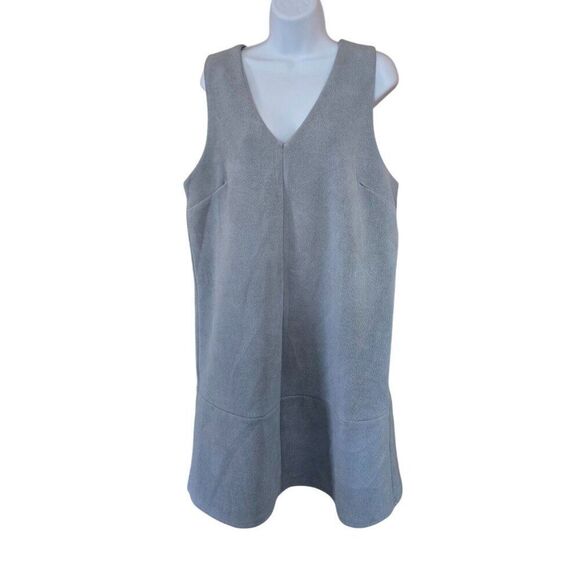 Elizabeth Crosby Los Angeles Gray Textured Sleeveless jumper Dress boho teacher - Picture 1 of 5